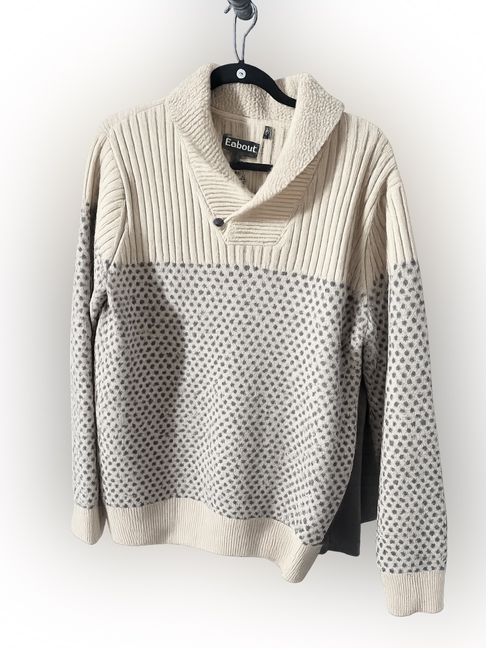 Men's Cream Shawl-Collar Knit Sweater
